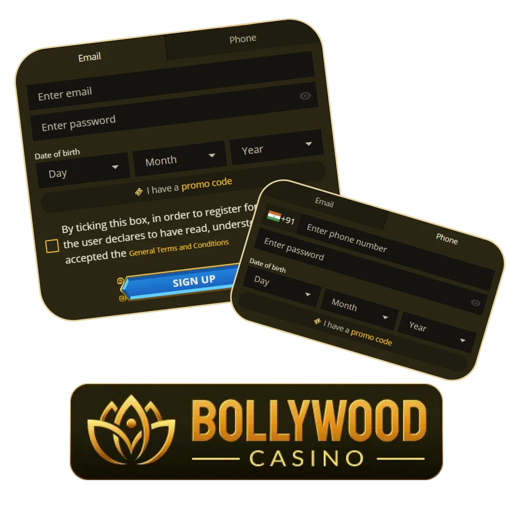 How to register and login your account on BollywoodCasino in India.