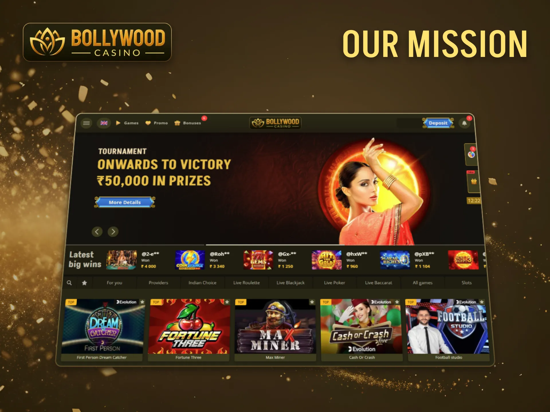 BollywoodCasino aims to provide a user-friendly and secure gaming experience.
