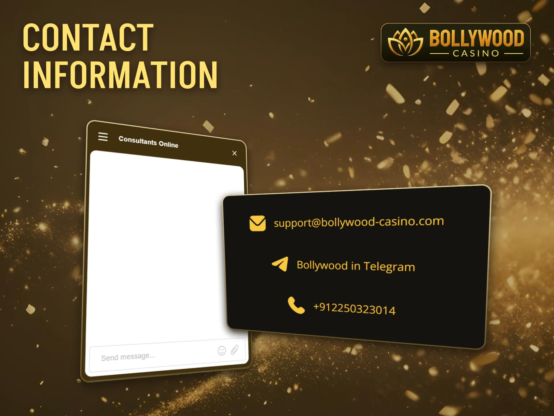 BollywoodCasino offers several options for official contact information.