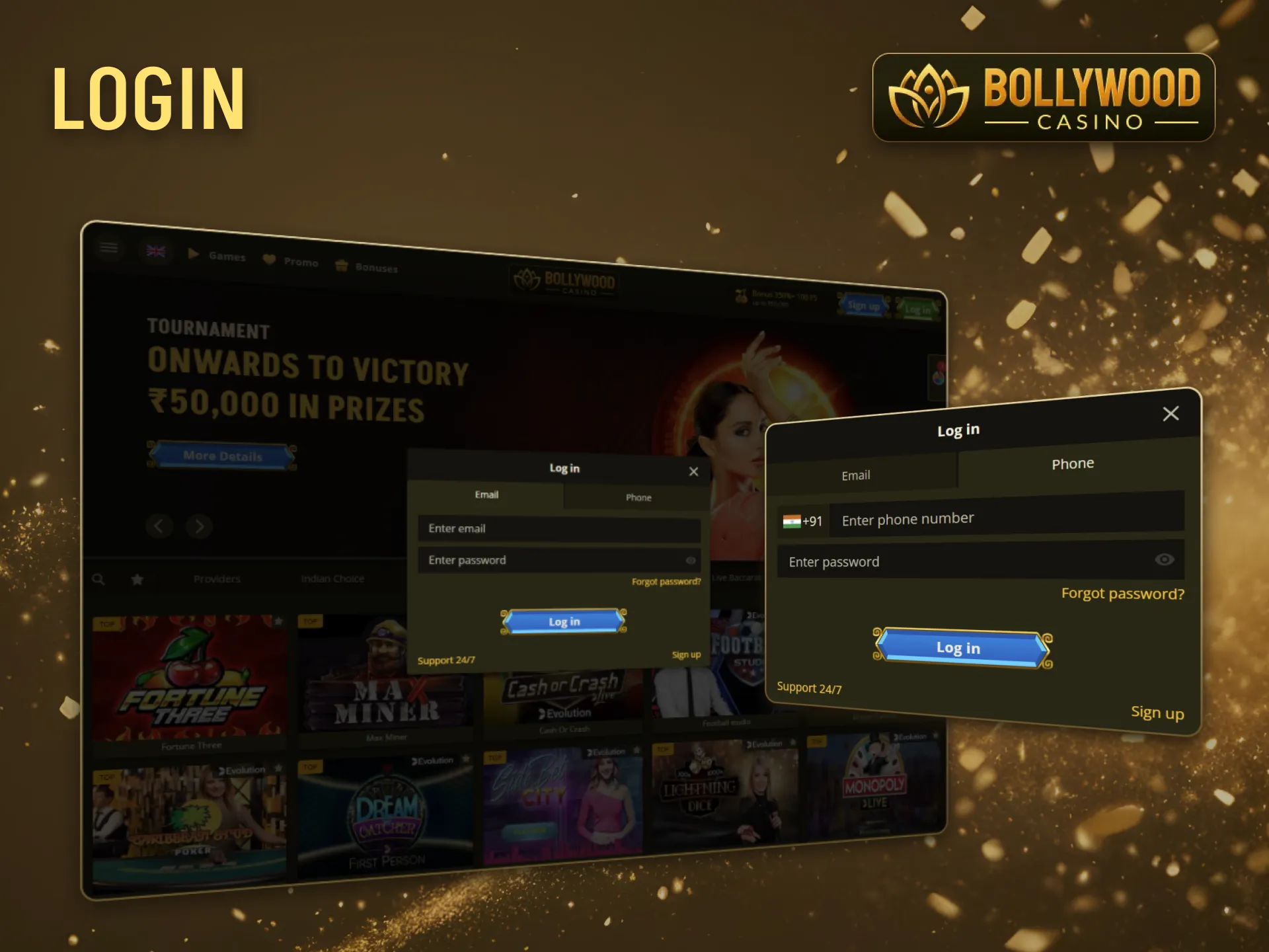 To access all the functionalities of BollywoodCasino, users must first sign in to their account.